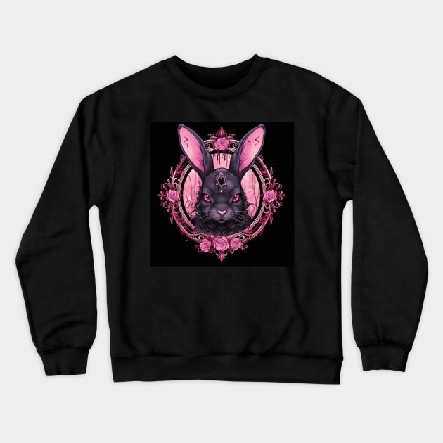 Black Evil Rabbit Crewneck Sweatshirt by Enchanted Reverie